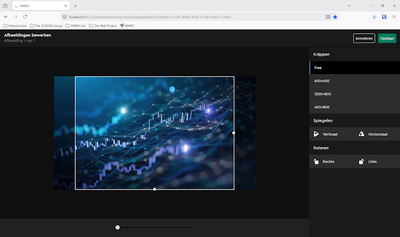 Editing an uploaded image with the image editor in MXMS