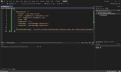 An example mxmsSettings.json file open in Visual Studio